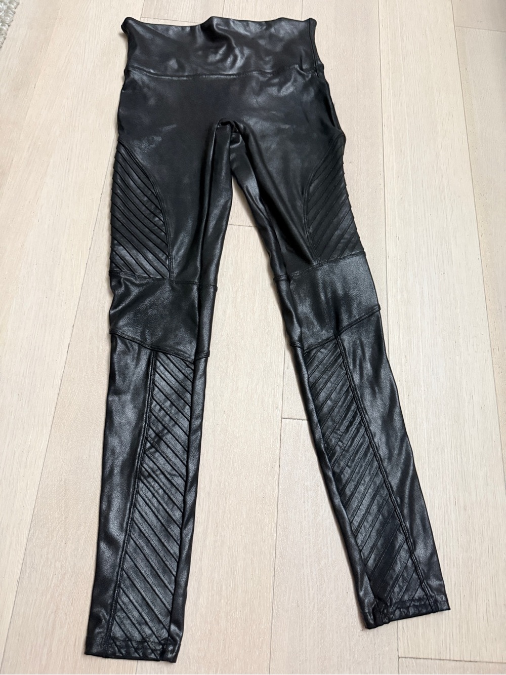 Spanx Faux Leather Moto Leggings - Black
